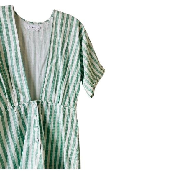 LOVERS + FRIENDS Cotton Simon Romper in an Emerald Green & White Striped Size S - Picture 7 of 10